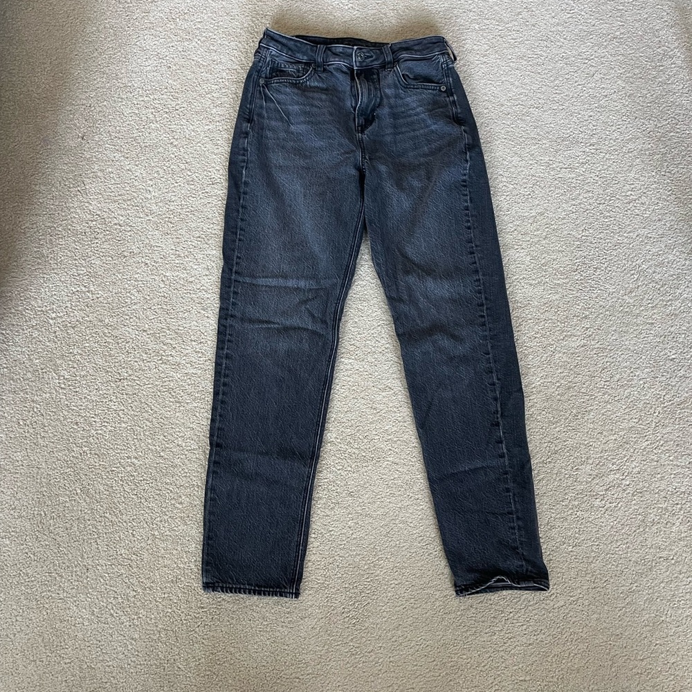 Black string mom jean